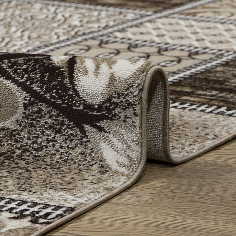 Российский прямой бежевый ковер домо 27014