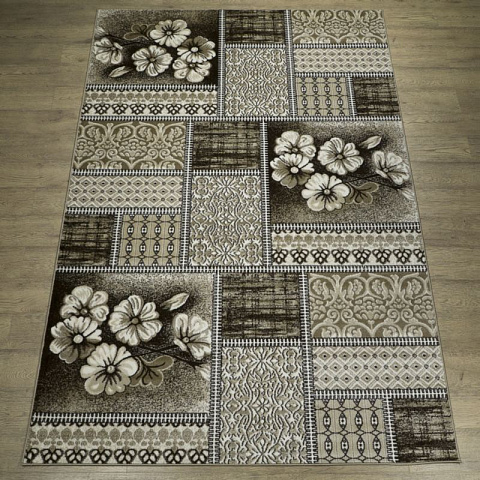 Российский прямой бежевый ковер домо 27014